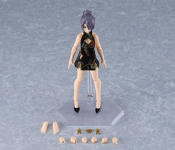 figma Female Body (Mika) with Mini Skirt Chinese Dress Outfit (Black)